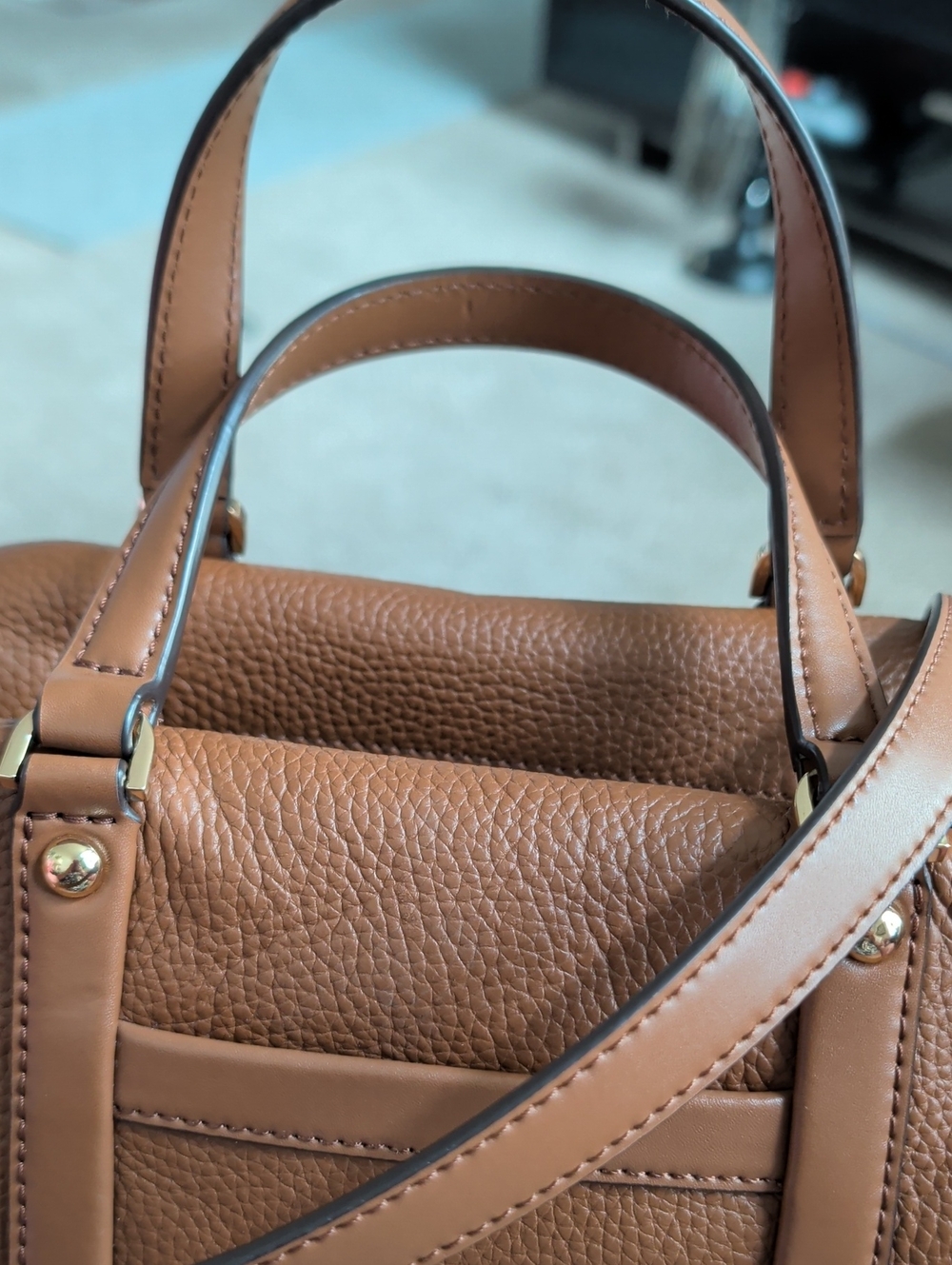Michael Kors Cognac Pebbled Leather Satchel - Picture 6 of 7